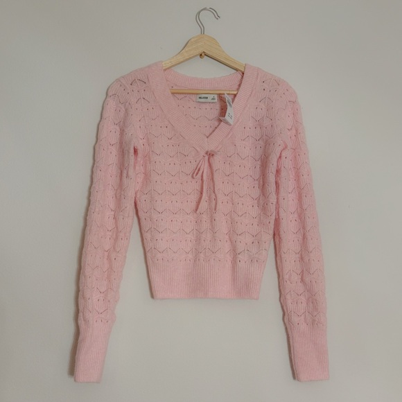 Hollister Pink  Stitchy V-Neck Sweater - Picture 3 of 6